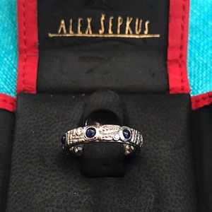 Alex Sepkus Platinum Sapphire and Diamond Band